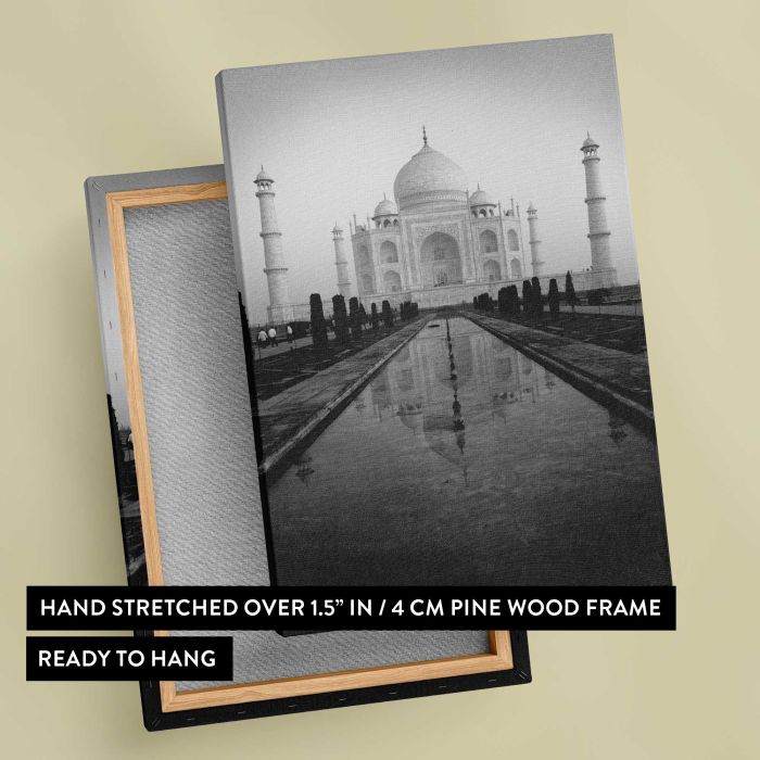 Taj Mahal, India canvas print, canvas reverse and frame view