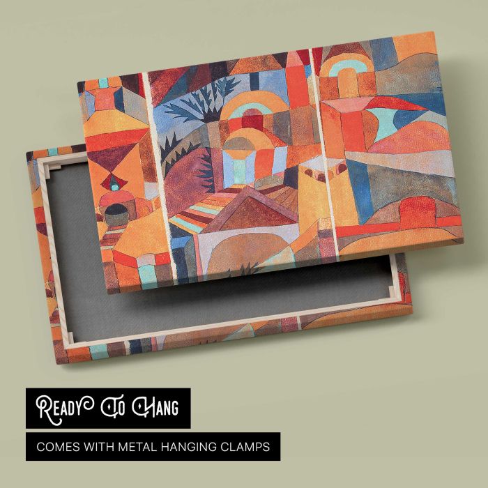 Temple Gardens (1920) by Paul Klee canvas print, canvas reverse and frame view