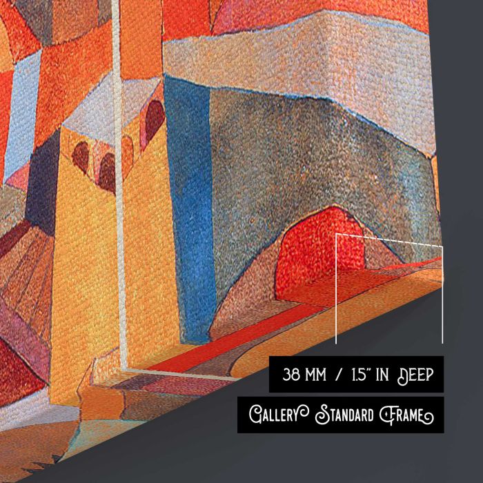 Temple Gardens (1920) by Paul Klee canvas print, canvas surface and edge detail