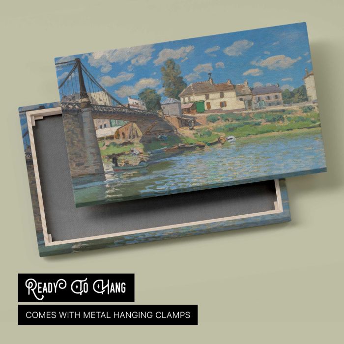 The Bridge at Villeneuve-la-Garenne by Alfred Sisley canvas print, canvas reverse and frame view