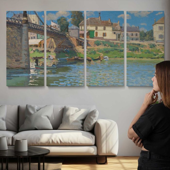 The Bridge at Villeneuve-la-Garenne by Alfred Sisley canvas print, interior display view