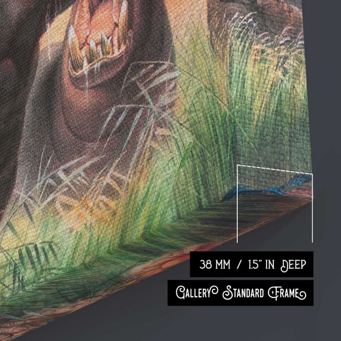 The Hippopotamus by Joseph Wolf canvas print, canvas surface and edge detail