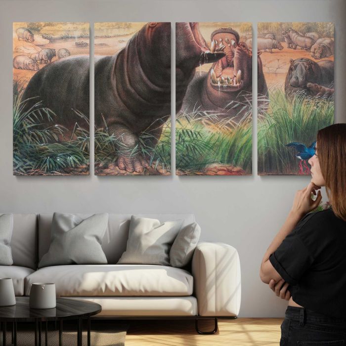 The Hippopotamus by Joseph Wolf canvas print, interior display view
