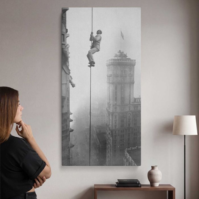 The Human Squirrel above Times Square (c. 1918) canvas print, interior display view