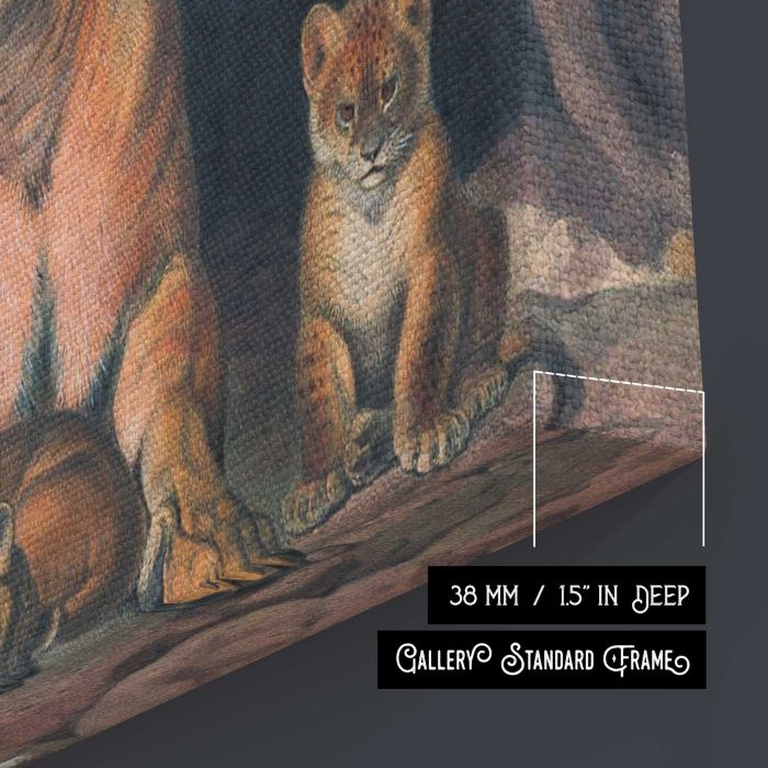 The Lion by Joseph Wolf canvas print, canvas surface and edge detail