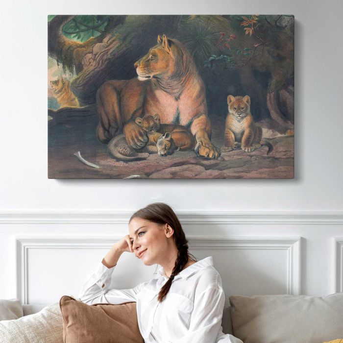 The Lion by Joseph Wolf canvas print, interior display view