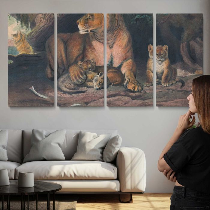 The Lion by Joseph Wolf canvas print, interior display view