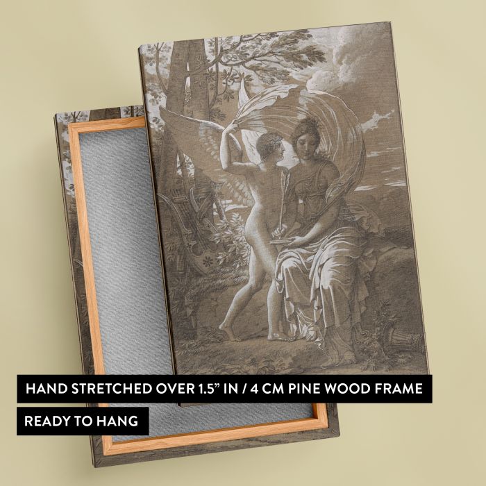 The Muse Erato Writing Verses Inspired by Love canvas print, canvas reverse and frame view