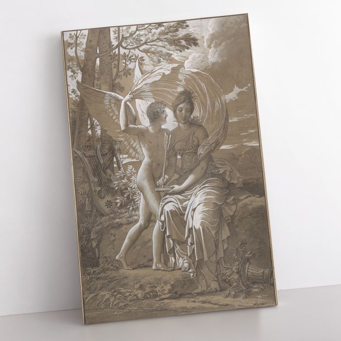 The Muse Erato Writing Verses Inspired by Love canvas print, interior display view