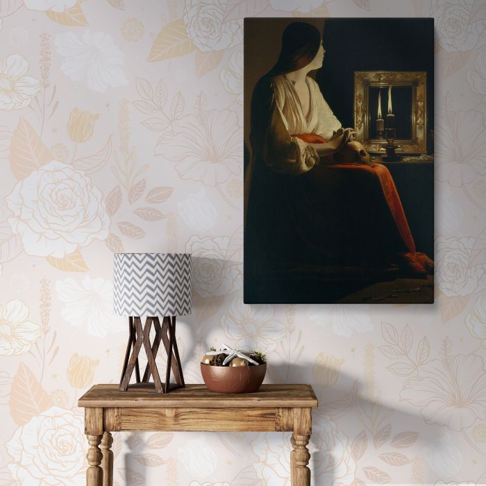 The Penitent Magdalen by Georges de La Tour canvas print, front canvas view