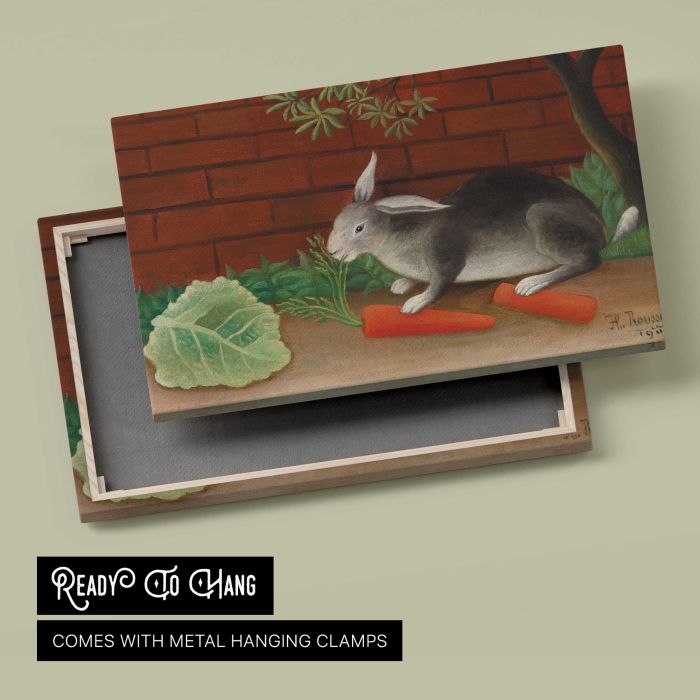 The Rabbit's Meal (Le Repas du lapin) (1908) by Henri Rousseau canvas print, canvas reverse and frame view