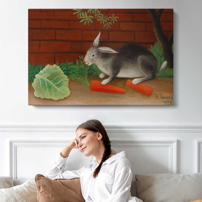 The Rabbit's Meal (Le Repas du lapin) (1908) by Henri Rousseau canvas print, interior display view