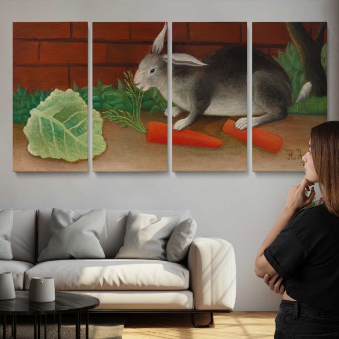 The Rabbit's Meal (Le Repas du lapin) (1908) by Henri Rousseau canvas print, interior display view