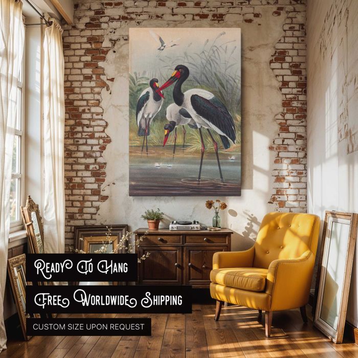 The Saddle-Billed Stork by Joseph Wolf canvas print, interior display view
