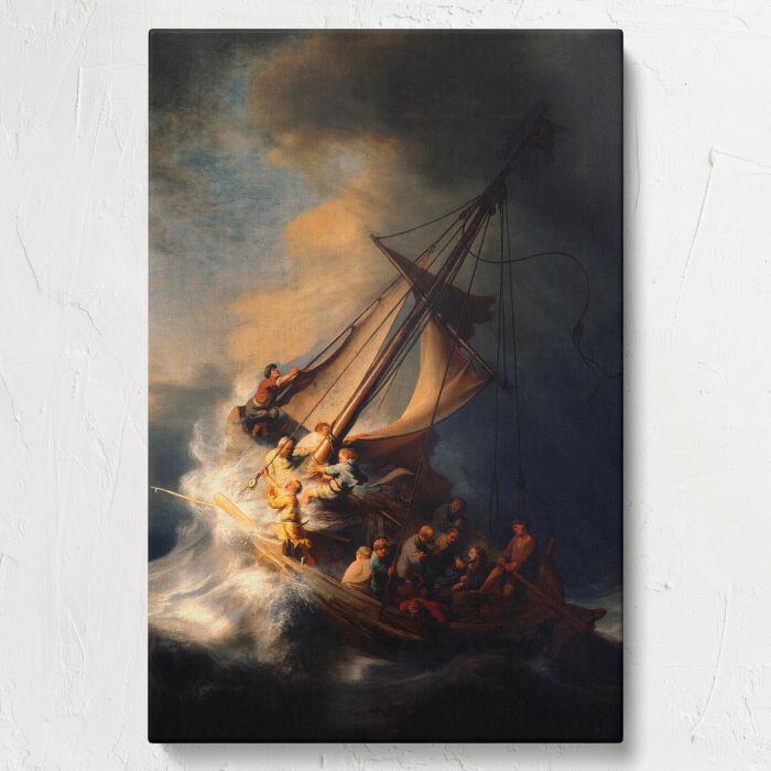 The Storm on the Sea of Galilee (1633) by Rembrandt van Rijn canvas print, front canvas view