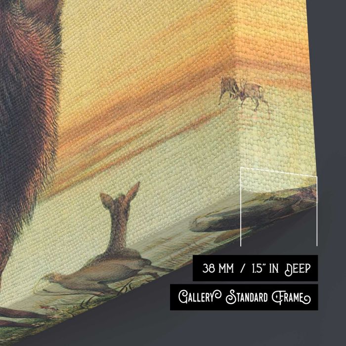 The Wapiti by Joseph Wolf canvas print, canvas surface and edge detail