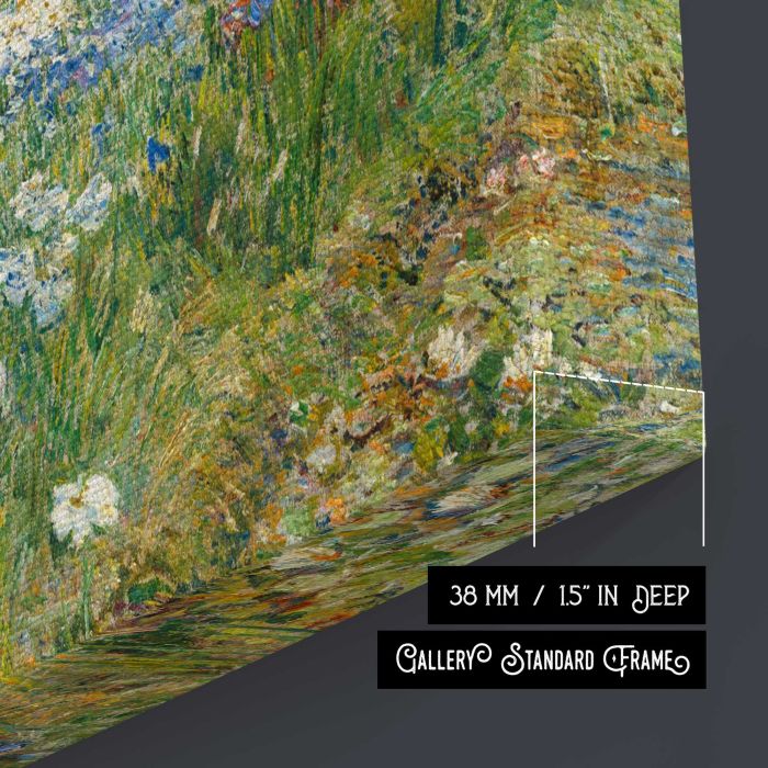 The Water Garden (1909) by Frederick Childe Hassam canvas print, canvas surface and edge detail
