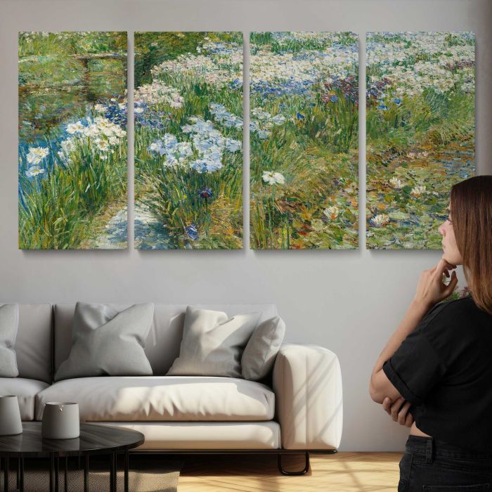 The Water Garden (1909) by Frederick Childe Hassam canvas print, interior display view