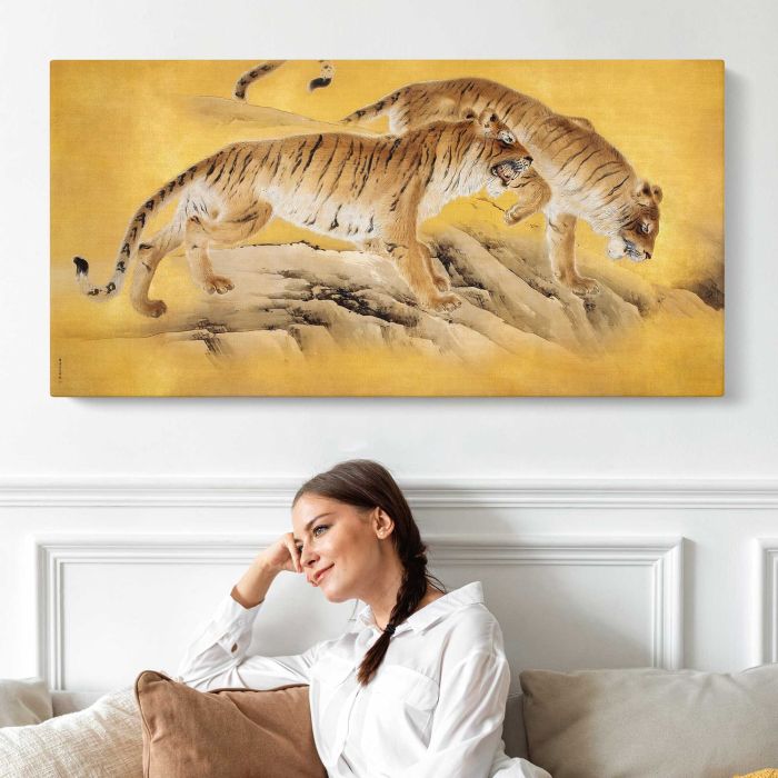 Tigers by Mountain Streams (1892-1895) by Kishi Chikudō canvas print, interior display view