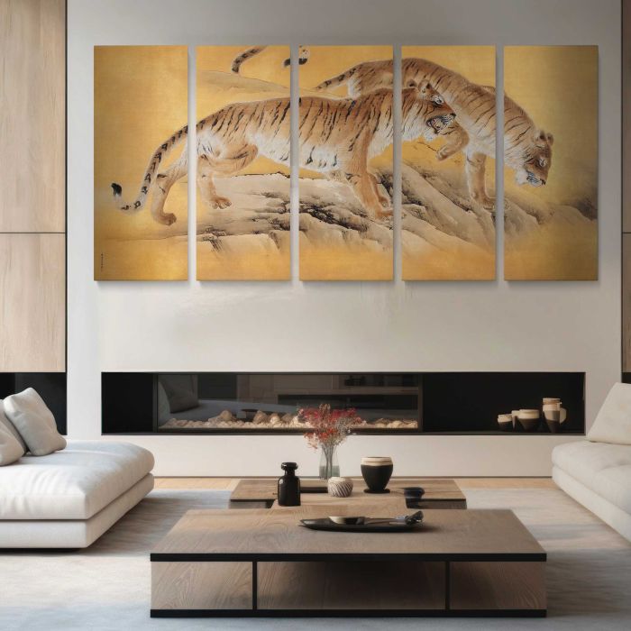 Tigers by Mountain Streams (1892-1895) by Kishi Chikudō canvas print, interior display view