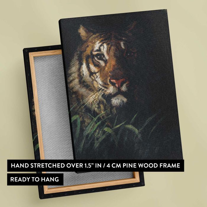 Tiger’s Head by Abbott Handerson Thayer canvas print, canvas reverse and frame view