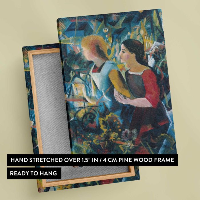 Two Girls, 1913 by August Macke canvas print, canvas reverse and frame view