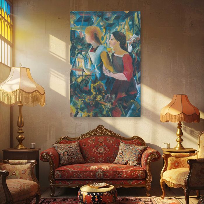 Two Girls, 1913 by August Macke canvas print, interior display view