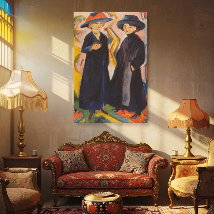 Two Women (1922) by Ernst Ludwig Kirchner canvas print, interior display view