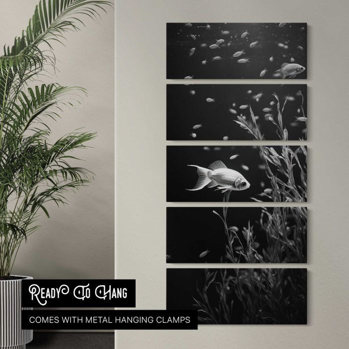 Underwater Fish in Monochrome canvas print, interior display view