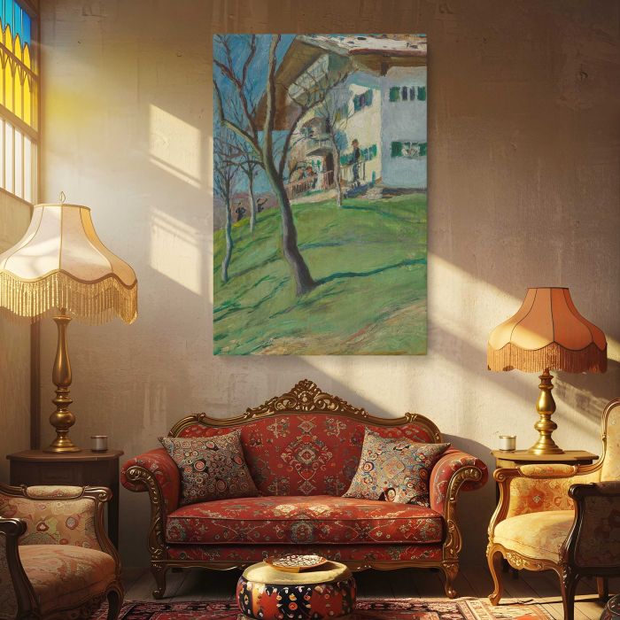 Unser Häuschen in Tegernsee (1910) by August Macke canvas print, interior display view