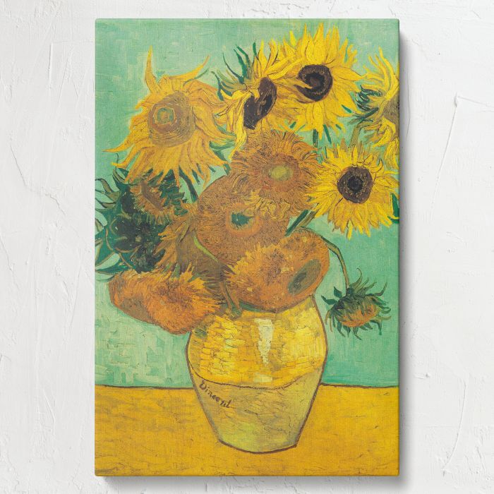 Vase with Twelve Sunflowers (1888–1889) by Vincent van Gogh canvas print, front canvas view