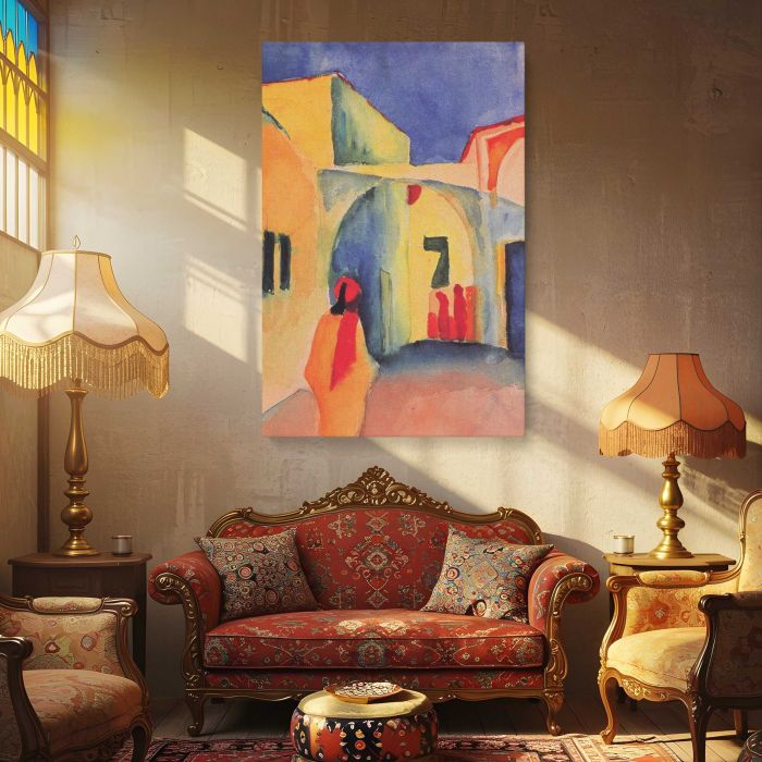 View into a Lane (1914) by August Macke canvas print, interior display view