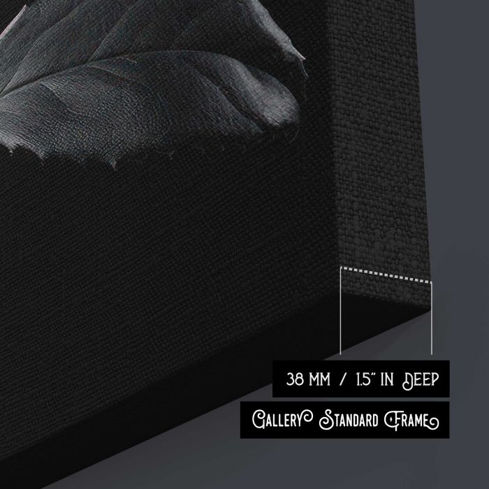 White Rose in Monochrome canvas print, canvas surface and edge detail