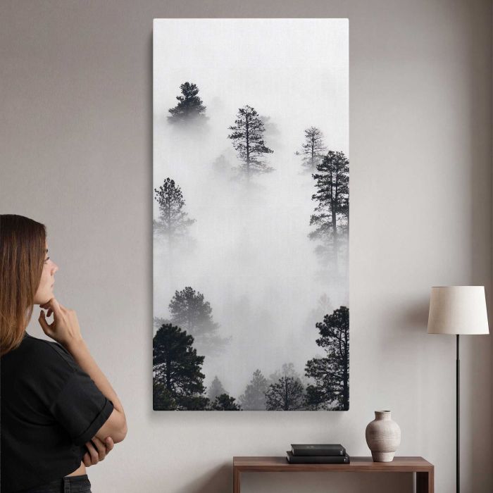 Winter Landscape in Black and White canvas print, interior display view