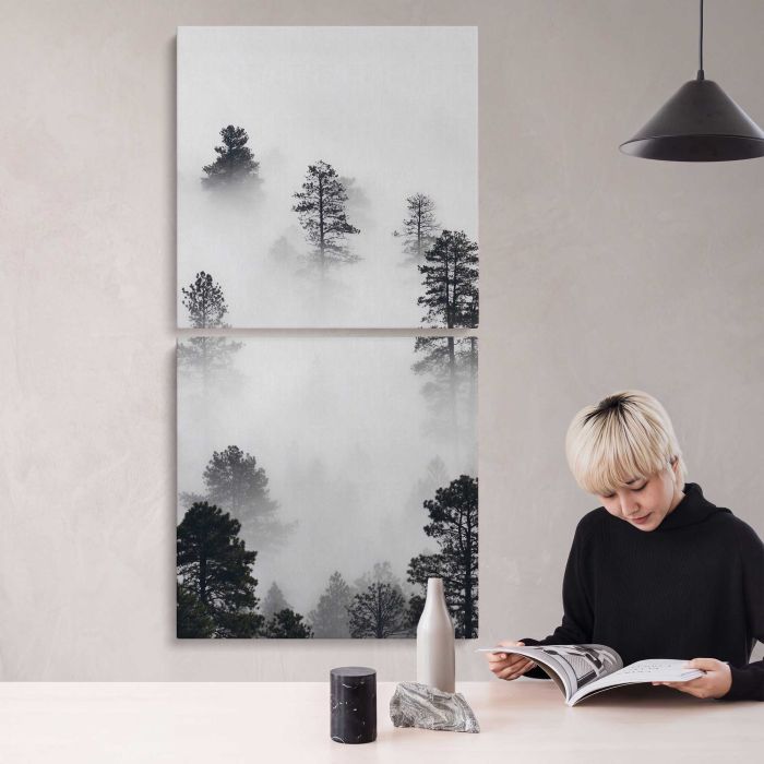 Winter Landscape in Black and White canvas print, interior display view