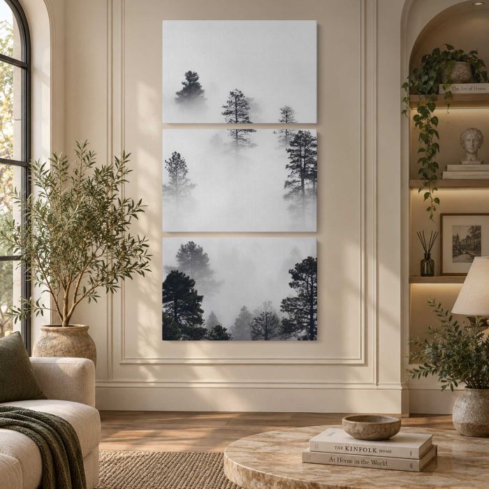 Winter Landscape in Black and White canvas print, interior display view