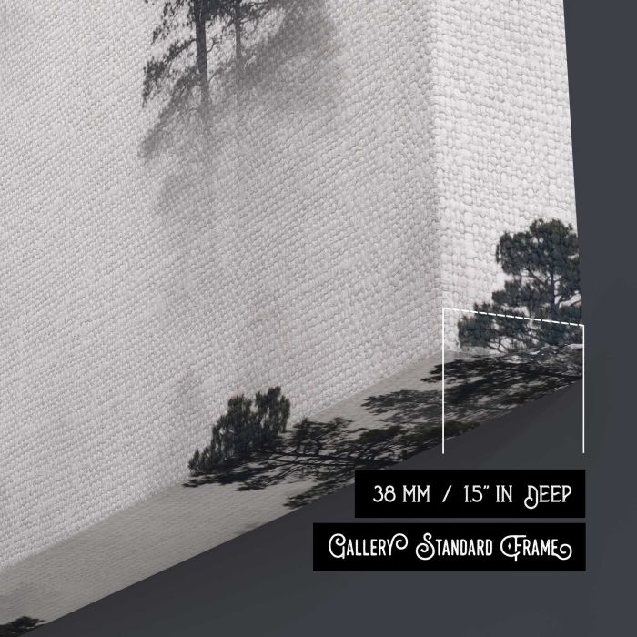 Winter Landscape in Monochrome canvas print, canvas surface and edge detail