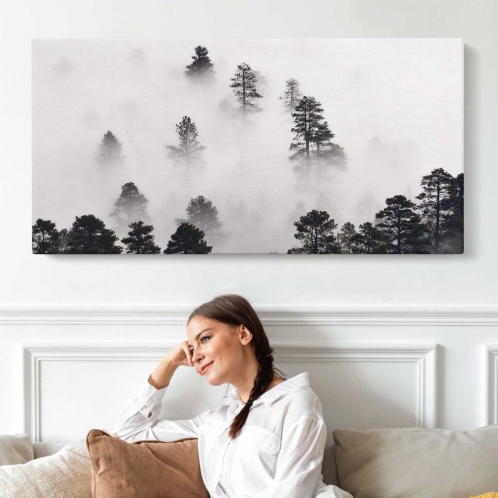Winter Landscape in Monochrome canvas print, interior display view