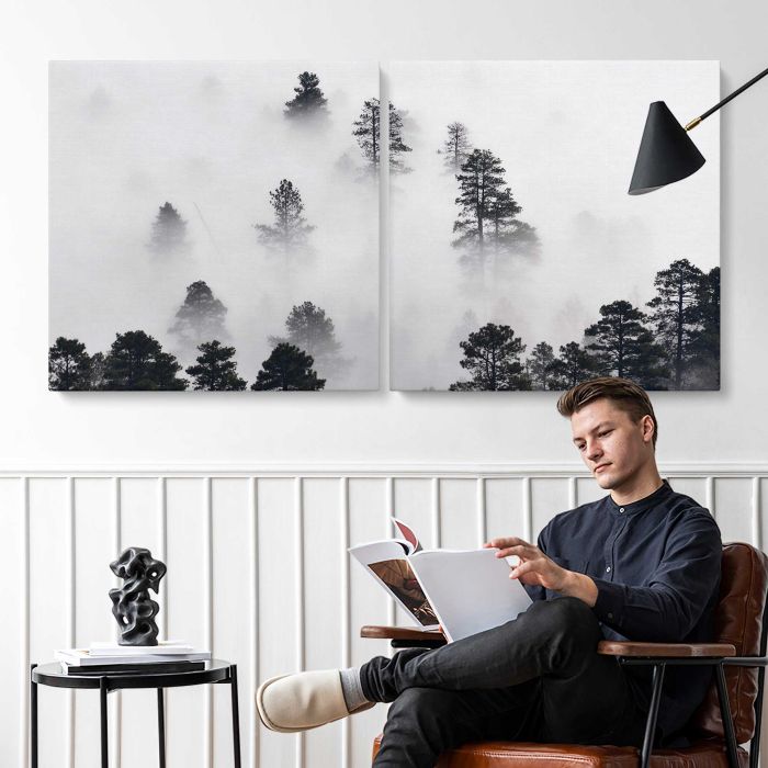 Winter Landscape in Monochrome canvas print, interior display view