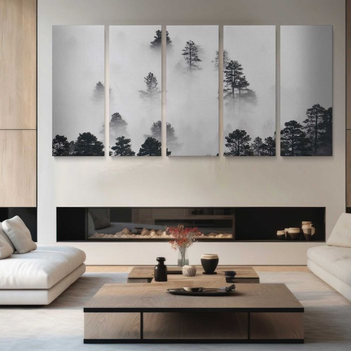Winter Landscape in Monochrome canvas print, interior display view