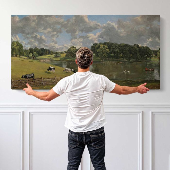 Wivenhoe Park, Essex by John Constable canvas print, canvas shown with a person for scale