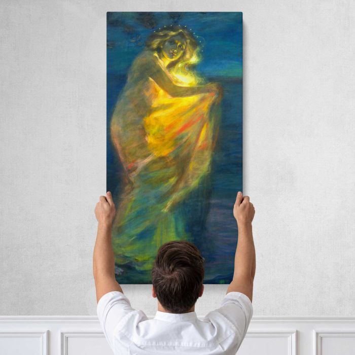 Woman Clothed with the Sun by Alice Pike Barney canvas print, tall canvas held against a wall