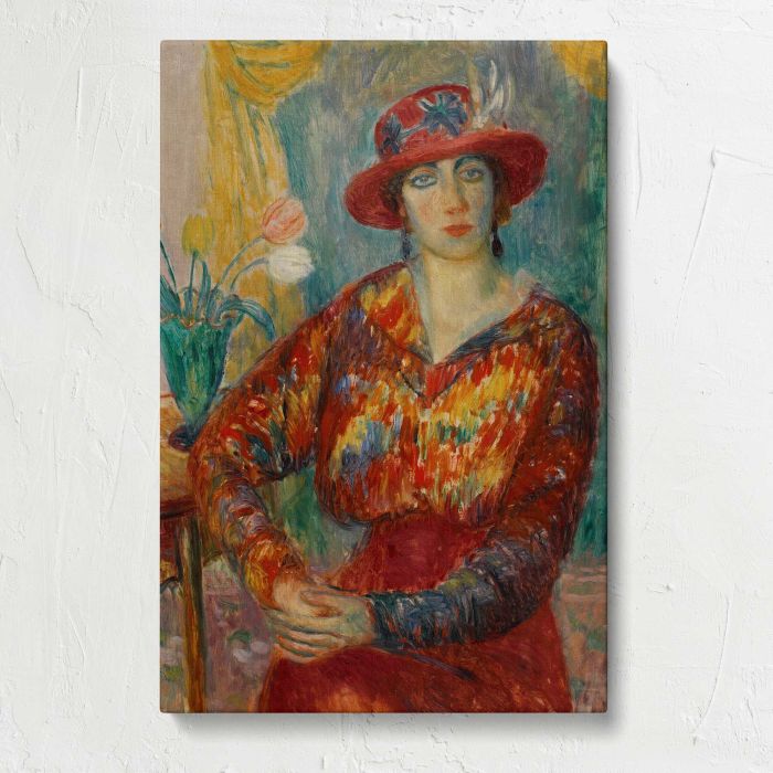 Woman in Red Blouse with Tulips by William James Glackens canvas print, front canvas view