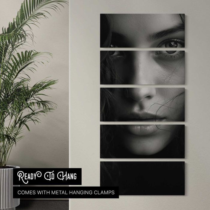 Woman’s Face in Monochrome canvas print, interior display view