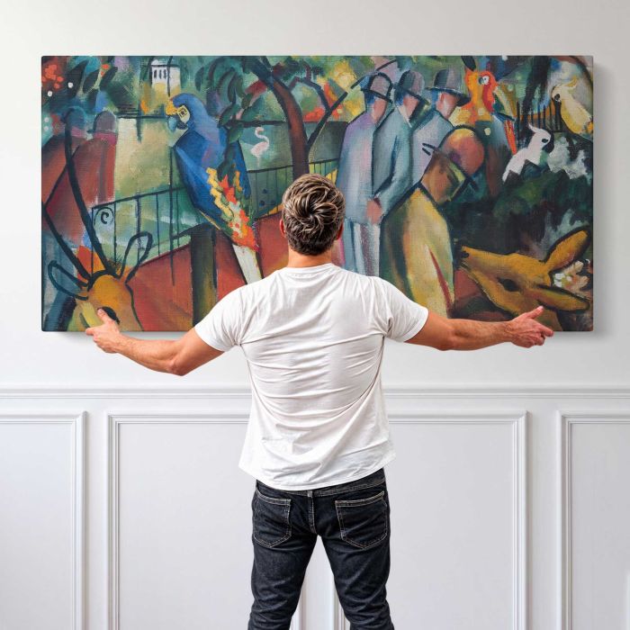 Zoological Garden I (1912) by August Macke canvas print, canvas shown with a person for scale