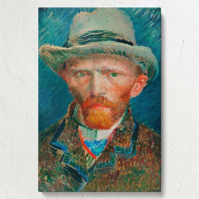 Self-Portrait Canvas Wall Art Van Gogh - Timeless Portrait with Blue Brown Strokes