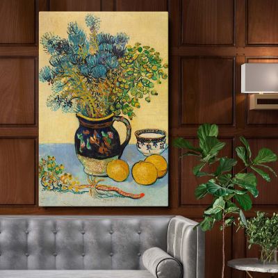 Still Life Nature Morte by Van Gogh - Floral Fruit Ceramic Table Scene 