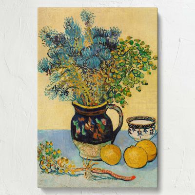 Still Life Nature Morte by Van Gogh - Floral Fruit Ceramic Table Scene 