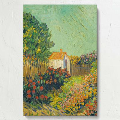 Landscape (1925-1928) by Van Gogh - Garden Path with Red Flowers & Cottage 