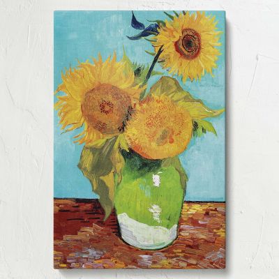 Vase with Three Sunflowers by Van Gogh - Yellow Flower Still Life Print 